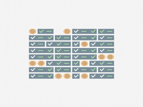 Flat vector illustration showing client-side local storage blocks with clean audit marks